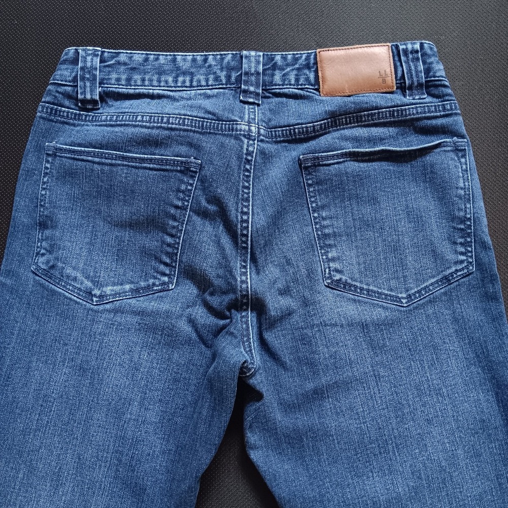 L.L.Bean Signature Jeans Men 30x29 Blue Cotton Denim Straight Slim Faded Stretch - Picture 7 of 11